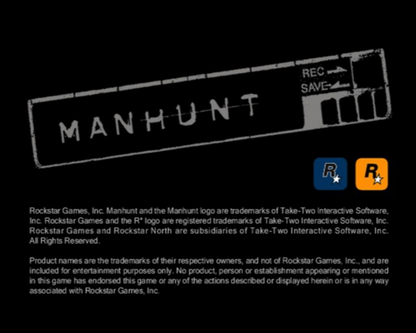 Manhunt title screen for PlayStation 2 (PS2) video game