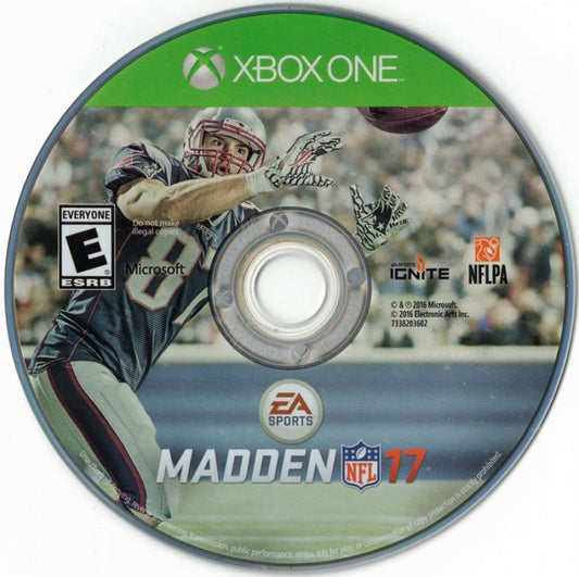 Madden NFL 17 disc for Xbox One (XONE) sports football video game