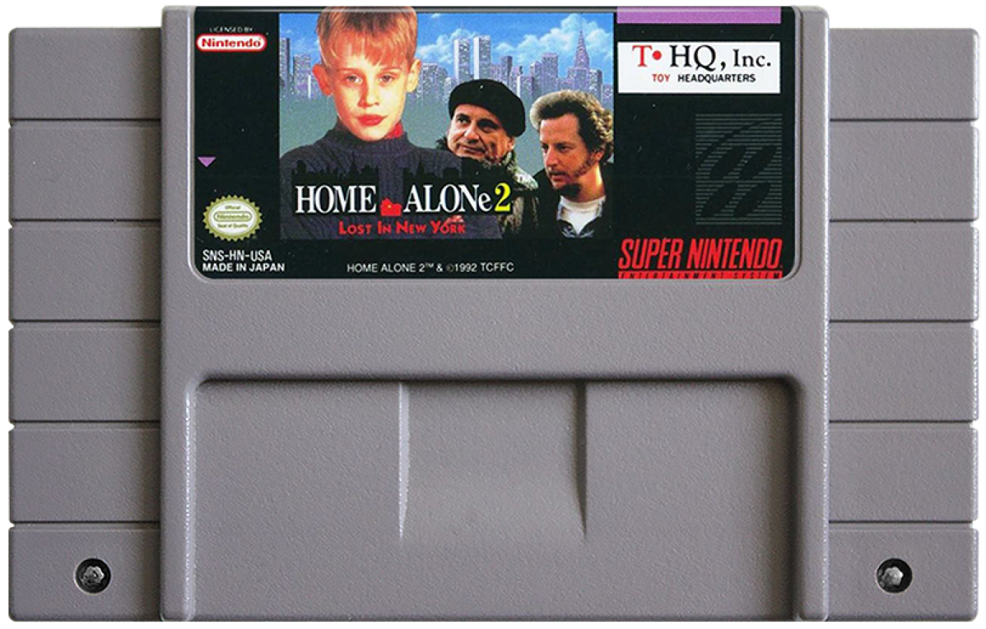 Home Alone 2: Lost in New York for Super Nintendo Entertainment System with platforming adventure based on the movie cartridge