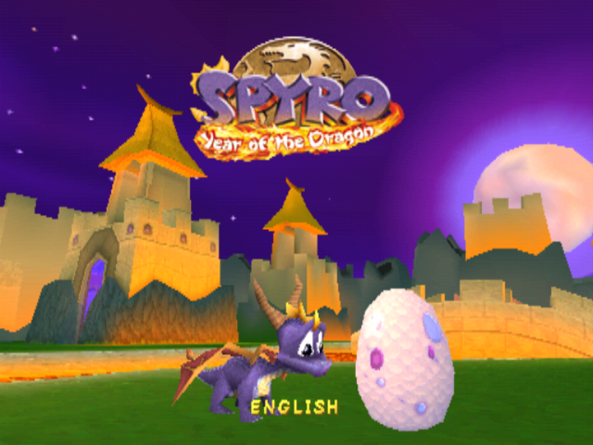 Spyro: Year of the Dragon [Greatest Hits] – PlayStation 1 (PS1) start screen for retro video game