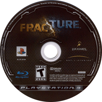 Fracture PlayStation 3 PS3 retro video game third person shooter featuring futuristic combat terrain deformation mechanics explosive weapons challenging missions sci fi action gameplay strategic environmental destruction PlayStation 3 gaming experience collectible game collection appeal disc