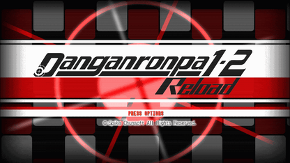 Danganronpa 1-2 Reload – PlayStation 4 (PS4) video game start screen, mystery visual novel by Spike Chunsoft