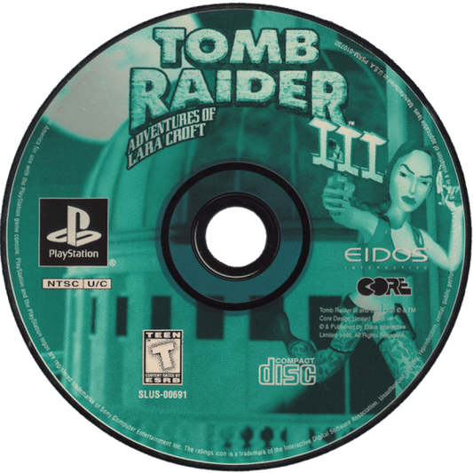 Tomb Raider III disc for PlayStation 1 (PS1) action-adventure video game