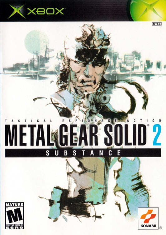 Metal Gear Solid 2: Substance retro Xbox video game Metal Gear Solid 2 Substance stealth action tactical espionage gameplay story driven infiltration third person stealth mechanics console title Xbox release cover art