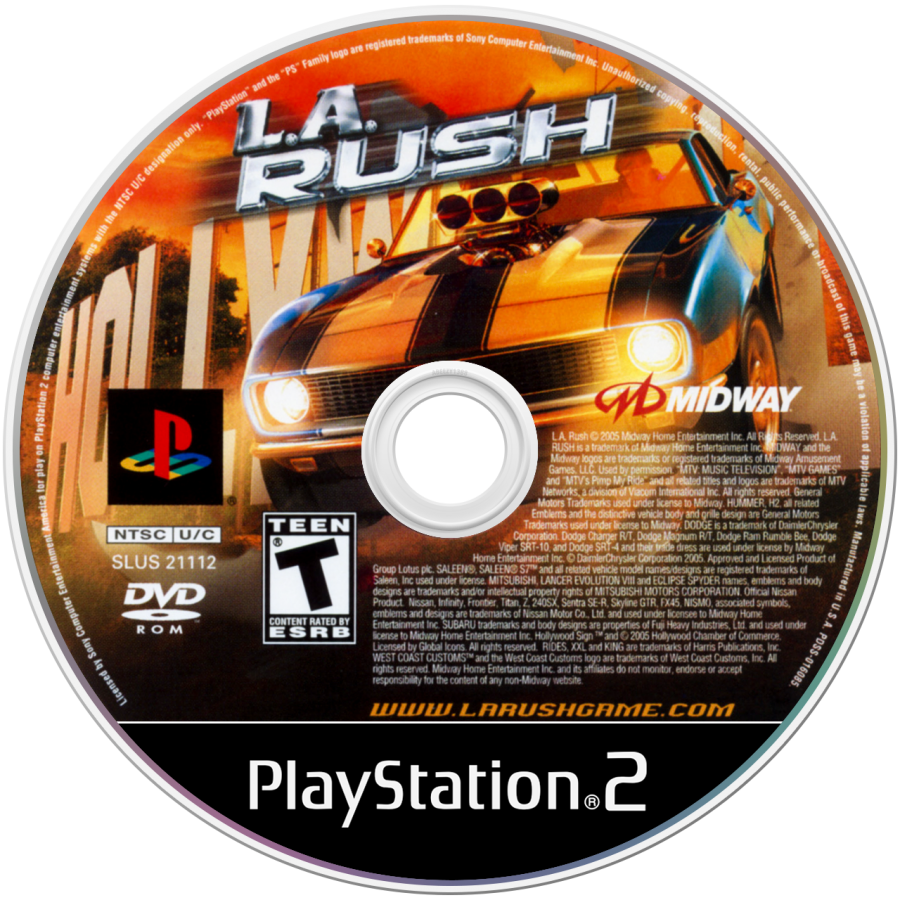 L.A. Rush disc art for Playstation 2 (PS2) video game