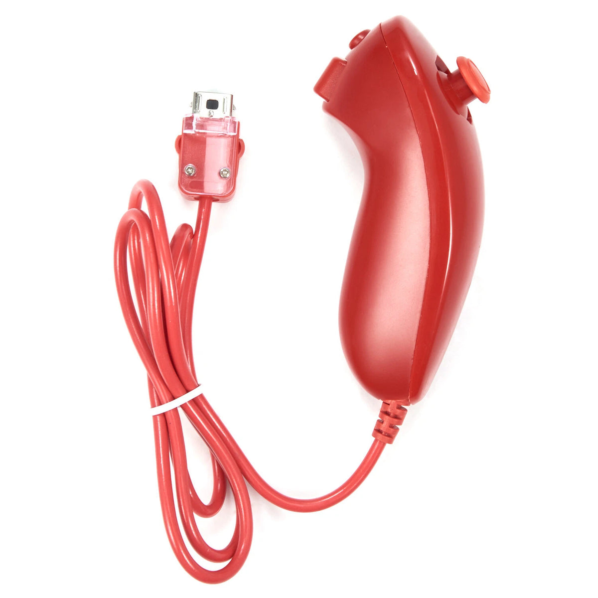 OEM Wii Nunchuk Controller Red Nintendo Wii gaming accessory featuring official Nintendo controller design analog stick motion controls trigger buttons red color Wii Remote compatibility ergonomic gameplay support and classic Nintendo Wii gaming hardware collectible accessory appeal
